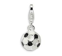Piccolo Calcio Sfera Ciondolo 3D Smaltato .925 Argento Sterling Clic Su Amore La
