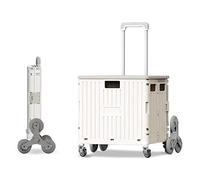 Piccolo carrello della spesa, Carrello a mano compatto con cestino e ruote silenziose, carrello di grande capacità da 65 litri(White,8-wheel)