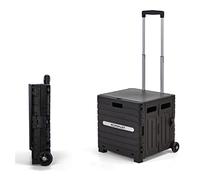 Piccolo carrello della spesa, Carrello a mano compatto con cestino e ruote silenziose, carrello di grande capacità da 65 litri(Black,2-wheel)