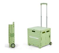 Piccolo carrello della spesa, Carrello a mano compatto con cestino e ruote silenziose, carrello di grande capacità da 65 litri(Green,2-wheel)
