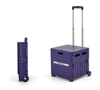Piccolo carrello della spesa, Carrello a mano compatto con cestino e ruote silenziose, carrello di grande capacità da 65 litri(Purple,2-wheel)