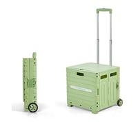 Piccolo carrello della spesa, Carrello a mano compatto for famiglie con cestino e ruote silenziose, capacità 45 litri(Green,2-wheel)
