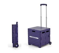 Piccolo carrello della spesa, Carrello a mano compatto for famiglie con cestino e ruote silenziose, capacità 45 litri(Purple,2-wheel)