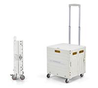 Piccolo carrello della spesa, Carrello a mano compatto for famiglie con cestino e ruote silenziose, capacità 45 litri(White,4-wheel)