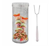 Piccolo cestello per griglia in Acciaio Inox - 2 Pezzi Cilindro Portatile in Rete Metallica per Barbecue all'aperto e Campeggio, Accessori per Cucinare, Perfetto per Grigliare Verdure e frut