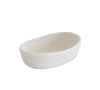 Piccolo cestino in cotone intrecciato, cestino portaoggetti da bagno, multiuso, per armadietti e cassetti (23 x 13 x 7 cm), bianco