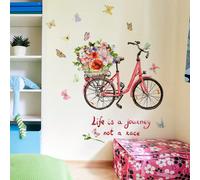 Piccolo cestino per biciclette con decorazione di fiori e farfalle, adesivi da parete caldi e confortevoli per la decorazione di stanza di bambini, neonati e cameretta Stile A (piccolo cestino per fio