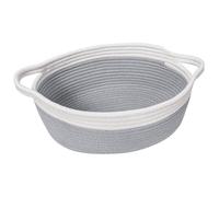 Piccolo cestino portaoggetti intrecciato con manici, cestini in corda di cotone per regali vuoti, giocattoli per cani, pannolini, asciugamani, cesti pasquali per bambini, 30,5 x 20,3 x 12,7 cm, grigio