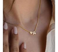 Piccolo ciondolo a forma di lettera dell'alfabeto in stile chunky, placcato oro, per collana personalizzata da donna L,M,S,H,A,T,O,X,B,C,D,E,F,G,I,J,K,N,P,Q,R,U,V,W,Y,ZAcciaio inossidabile