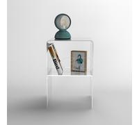 Piccolo comodino 20x20H45 con ripiano in plexiglass trasparente