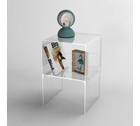 Piccolo comodino 30x30H45 con ripiano in plexiglass trasparente