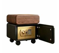 Piccolo comodino in stile rustico, mobiletto da comodino sicuro con cassaforte e serratura nascoste, superficie in pelle, tavolino con cassetto portaoggetti, mobiletto espositivo(C,40*40*50CM)