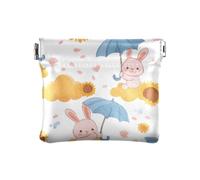 Piccolo Coniglio Ombrello Squeeze Coin Purse Pouch Change Holder PU Leather Mini Wallet Coin Pocket per Donne Ragazze Uomini