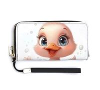 Piccolo criceto che tiene in mano un fiore di margherita bianca in pelle PU, portafoglio lungo a due ante, portamonete, porta carte di credito, porta carte resistente per riporre i soldi per donne e u