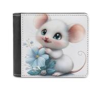 Piccolo criceto che tiene in mano un fiore di margherita bianca Portafoglio bifold in morbida pelle PU, portamonete, porta carte di credito, porta carte resistente, sottile, per uomo e donna, per cons