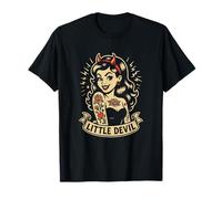 Piccolo Diavolo Pin Up Girl Vintage Tattoo Art Maglietta