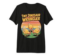Piccolo Dinosaur Wrangler Divertente Pollo Agricoltore Retro Maglietta Premium