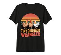 Piccolo Dinosaur Wrangler Divertente Pollo Agricoltore Retro Maglietta Premium