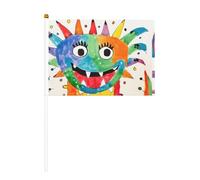 Piccolo dinosauro sei pezzi stampato su entrambi i lati bandiera portatile 14 x 20,8 cm, adatta per tifare attività di squadra