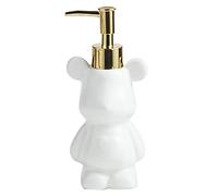 Piccolo dispenser di sapone da bagno con pompa, design carino a forma di orso, dispenser di sapone liquido in ceramica (bianco)
