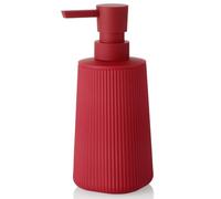 Piccolo dispenser di sapone per bagno e cucina, moderno stile rustico a righe, in plastica, portasapone con pompa, rosso opaco