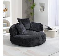 Piccolo divano, divano boneless con schienale alto e 3 cuscini | lounge pouf divano per gioco e relax | divano lazzy in ciniglia rivestimento per interni ed esterni (nero, senza montaggio)