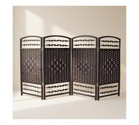 Piccolo Divisorio In Rattan For Stanze Corte, Schermo For La Privacy Pieghevole Autoportante, Pannello Decorativo Traspirante Che Blocca La Luce, For La Scuola(Black,4-panel/150x40cm)
