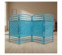 Piccolo Divisorio In Rattan For Stanze Corte, Schermo For La Privacy Pieghevole Autoportante, Pannello Decorativo Traspirante Che Blocca La Luce, For La Scuola(Blue,5-panel/80x30cm)