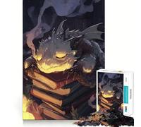 Piccolo drago che dorme sui libri - Puzzle da 1000 pezzi per adolescenti - Gioco di esercizi mentali - Rilassamento mentale - Design - Assemblaggio - Lista dei desideri di Babbo Natale 38x52cm