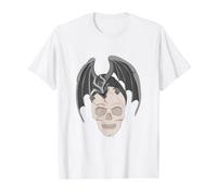 Piccolo Drago con Testa di Scheletro Maglietta con Stampa Grafica Economica, Uomo, Bianco, XL