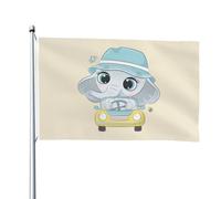 Piccolo Elefante Alla Guida Di Un'Auto Bandiera Da Cortile Durevole Bandiere Da Giardino Divertente Garden Flag Per Esterni Patio Fattoria 90X150 Cm