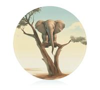 Piccolo elefante su albero tagliere per cucina mini formaggio tagliere rotondo in vetro temperato blocco per picnic taglio pizza carne frutta (20 cm)