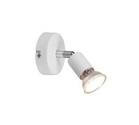 Piccolo faretto da parete in metallo bianco, orientabile, altezza 11 cm