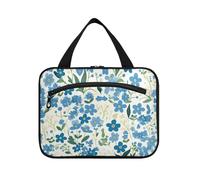 Piccolo fiore blu e verde Hanging Toiletry Bag per le donne con gancio, designer pieghevole Tote Bag per le donne vacanza organizador de maquillaje para L