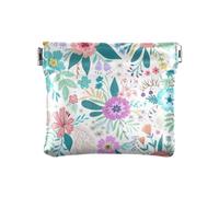 Piccolo fiore colorato portamonete per le donne spremere cambiamento borsa portamonete sacchetti, Piccolo fiore colorato, 4.3" x 3.7", Spremere