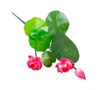 Piccolo fiore di loto artificiale con texture in PU per acquari e decorazioni per la casa, realizzato per un uso duraturo in ambienti acquatici senza sbiadire (D162 (rosso))