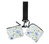 Piccolo fiore rampicante blu e verde da donna portamonete porta carte sottile piatto organizer borsa con cerniera tasca portamonete da donna 2 confezioni, piccoli fiori rampicanti Blu e verde, 1 size
