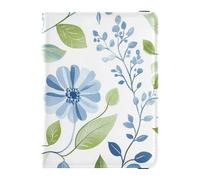 Piccolo fiore rampicante blu e verde in pelle decorativa porta passaporto famiglia portafoglio combo passaporto portafoglio ultra sottile, piccoli fiori rampicanti Blu e verde, 1 size