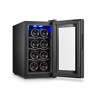 Piccolo frigorifero per vino domestico, piccola cantinetta elettronica termostatica per vino con porta in vetro, capacità di 8 bottiglie, temperatura regolabile, LED, touch screen, bassa rumorosità