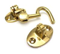 Piccolo gancio in ottone per cabina da 75 mm in ottone, gancio e occhiello silenzioso con viti, gancio silenzioso per capannone, cancello, giardino, cancello, patio, porte, confezione da 1.