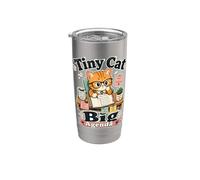 Piccolo gatto grande programma frase ironica retro Bicchiere termico in acciaio inox doppia parete