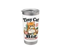 Piccolo gatto grande programma frase ironica retro Bicchiere termico in acciaio inox doppia parete