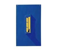 Piccolo gatto nero in finestra gialla bandiere minimaliste per casa da cortile, 0,9 x 1,5 m, striscione di auguri con occhielli per interni ed esterni, decorazioni per la casa