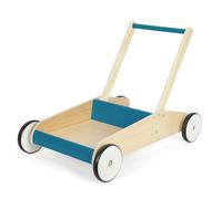small foot Carrello Primi passi color verde petrolio, carrello da spingere, con spazio portaoggetti, dai 12 mesi, 12611