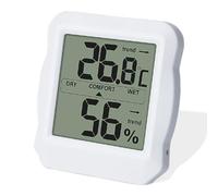 Piccolo igrometro Digitale per Interni, termometro d'atmosfera, Monitor di Temperatura e umidometro per Il Benessere in Ufficio e in casa, Bianco