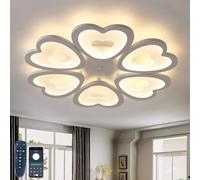 Piccolo Lampada Da Soffitto Con Telecomando, Moderno Fiore Lampadario Intelligente Led Dimmerabile Cameretta Lampada Con La Memoria Protezione Degli Occhi Senza Sfarfallio Per Soggiorno, Bianco 70CM