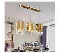 Piccolo lampadario Moderno a LED in Cristallo k9 Rotondo Oro per Soggiorno Cucina Sala da Pranzo Camera da Letto Comodino Illuminazione Interna di Lusso,(Gold,3heads Long)