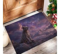 Piccolo Leone Cielo StellatoZerbino, Guarigione Misteriosa Tappeti per ingresso esterni interni, impermeabile antiscivolo assorbe la polvere, facile da pulire, 60 x 90 cm