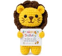 Piccolo leone uncinetto Pocket Hug regalo compleanno donna uomo,Peluche artigianale leone mini decorazione scrivania borsa, alternativa alla patata positiva pensiero regalo famiglia collega