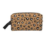 Piccolo leopardo maculato, fantasia animalier, pantera, ocra, organizer per cosmetici di grande capacità, borsa da viaggio per il trucco da donna
